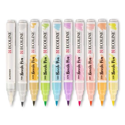 Ecoline brush pen, Pastel - leveres til døren fra Aktivslivern.dk