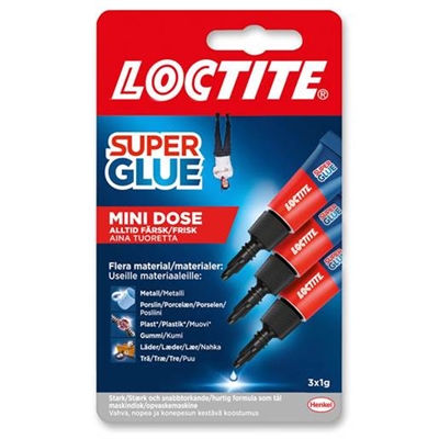 Loctite Super Glue Mini, 3x1 g - leveres til døren fra Aktivslivern.dk