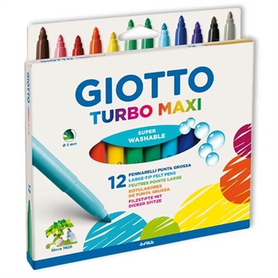 Fiberspidspenne Giotto Turbo Maxi 12 stk - leveres til døren fra Aktivslivern.dk
