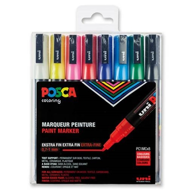 Posca Marker PC1M 8 stk, Standardfarver - leveres til døren fra Aktivslivern.dk