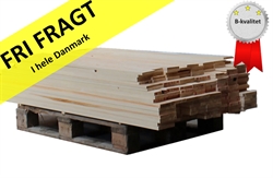 Træpakke 199-3 B-kvalitet. 150 kg fyrretræ. Alt høvlet - leveres til døren fra Aktivslivern.dk