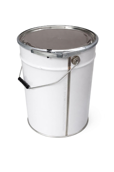 Hvid metalspand med låg - 21 ltr.