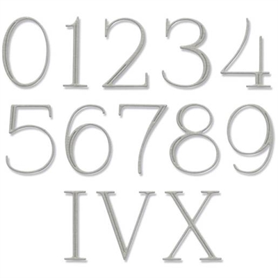 Sizzix Stanseskabelon Thinlits, Elegant numerals - leveres til døren fra Aktivslivern.dk