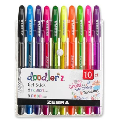 Zebra Doodler gelpenne, Neon - leveres til døren fra AktivSlivern.dk