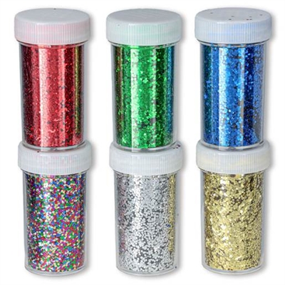 Glittersæt basisfarver, 6x20 g - leveres til døren fra Aktivslivern.dk