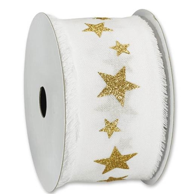 Dekorationsbånd med guld stjerner, Hvid - leveres til døren fra Aktivslivern.dk