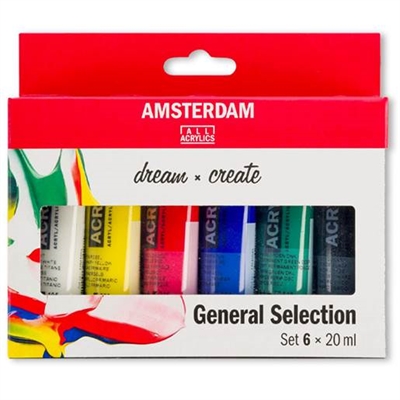 Amsterdam akrylmaling sæt, 6x20 ml - leveres til døren fra Aktivslivern.dk