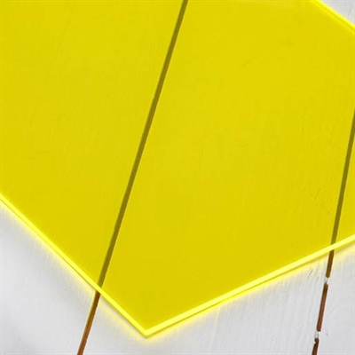 Akrylplastplade, 300x200 mm, Fluorescerende gul - leveres til døren fra Aktivslivern.dk