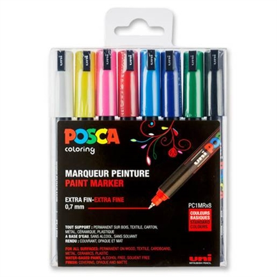 Posca Marker PC1MR 8 stk, Standardfarver - leveres til døren fra Aktivslivern.dk