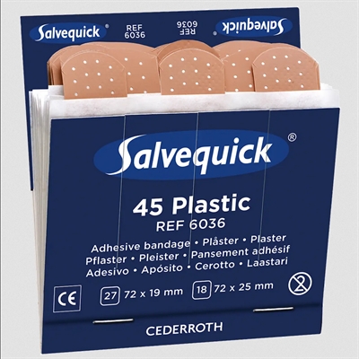 Plast plaster Salvequick 6036, 6x45 stk - leveres til døren fra Aktivslivern.dk