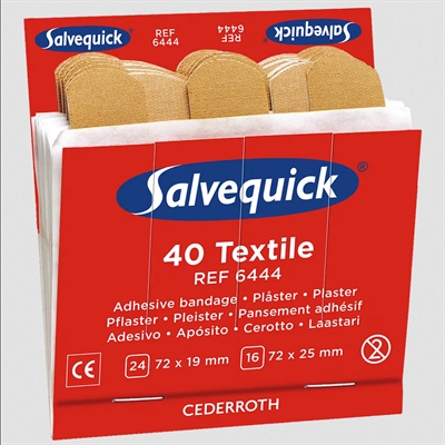Tekstilplaster Salvequick 6444, 6x40 stk - leveres til døren fra Aktivslivern.dk