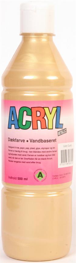 Akryl Metallic 500ml guld leveres til døren fra Aktivslivern.dk