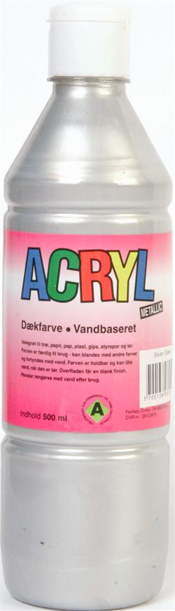 Akryl Metallic 500ml s›lv leveres til døren fra Aktivslivern.dk