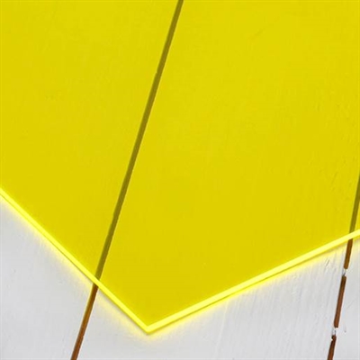 Akrylplastplade Fluorescerende gul 500x500x3 mm - leveres til døren fra Aktivslivern.dk