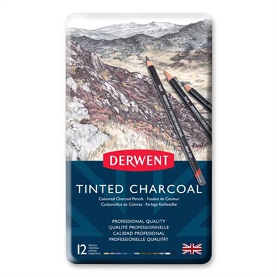 Derwent Tinted charcoal, 12 stk - leveres til døren fra Aktivslivern.dk