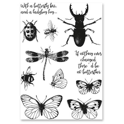 Clear stamps/Silikone stempler, Bugs & Butterflies - leveres til døren fra Aktivslivern.dk