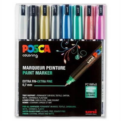 Posca Marker PC1MR 8 stk, Metallic farver - leveres til døren fra Aktivslivern.dk