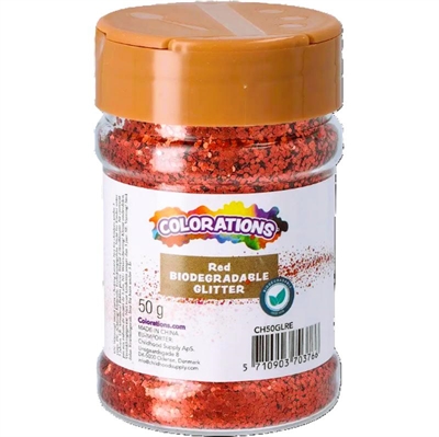Biologisk nedbrydeligt glimmer, rød - 50g