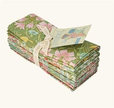 Tilda Fat Quarter, Grøn - 5 stk. stof 50x50 cm